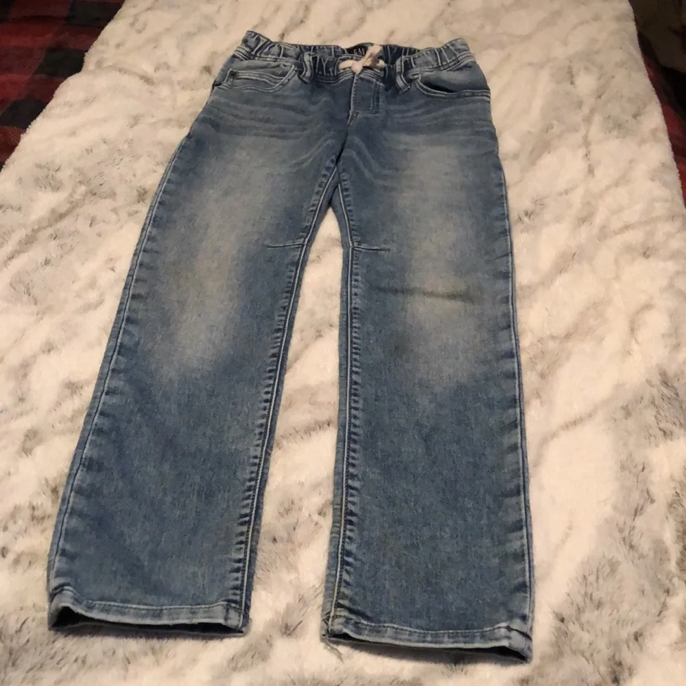 Boys GAP pull-on slim stretch jeans with a jogger feel, light blue, size L